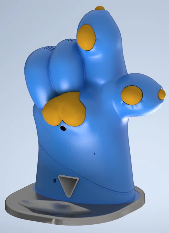PetPaw Paw — blue paw-shaped device with yellow pads and bowl